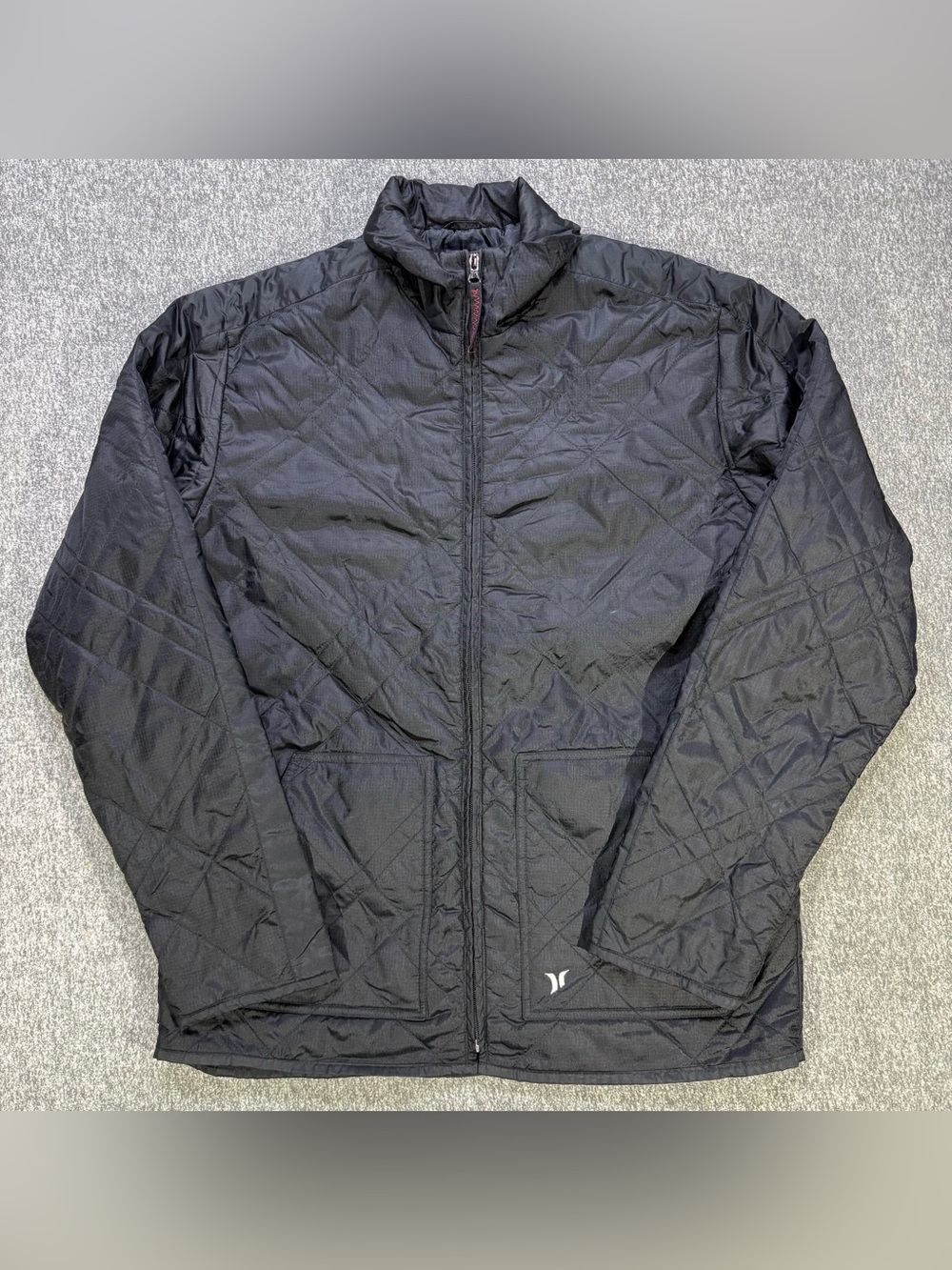 Vintage Y2K Hurley International Puffer Quilted Zip Up Jacket Men’s Large Black